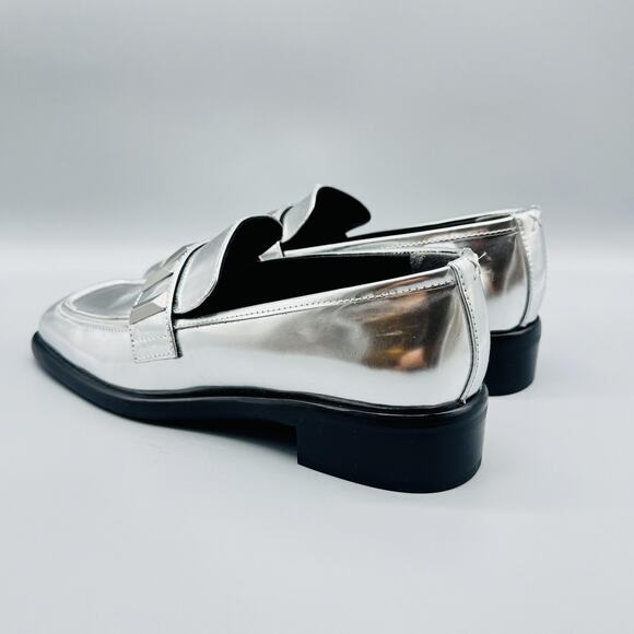 Rag & Bone Shoes Women 9 Silver Metallic Loafer Square Toe Slip On Comfort Dress - Picture 6 of 12
